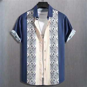 Camisa Casual Transpirable de Manga Corta Holgada de Talla Grande, de Punto, 100% Algodón, con Estampado 3D Personalizado, Estilo Vintage, para Hombre, Verano 2023 - Product Image 2