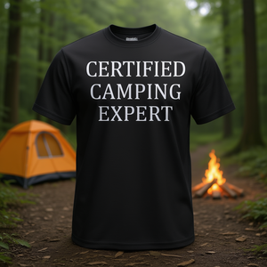 T-shirt Certificata Camping Expert Nera per Adulti Unisex - Product Image 3