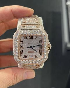 カスタマイズされたロゴ高級Moissaniteダイヤモンドウォッチ男性用完全アイスアウトデザイン精密クォーツムーブメントとステンレススチール