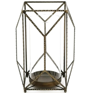 Pozo de vidrio RUsticFinish soportado por linternas de vela de cuerpo de metal para Navidad con tamaños de 12 pulgadas - Product Image 1