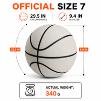Ballon de basketball silencieux pour entraînement en salle, taille 7, 29,5 pouces, mousse PU 340g, toucher doux, faible bruit, fabrication OEM