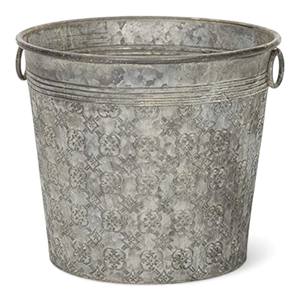 Pot de fleurs en métal galvanisé à motif gaufré simple pour la décoration de jardin rustique de style ferme - Product Image 2