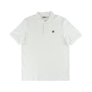 Polo Fila Placido para Hombre, Corte Slim Holgado, 100% Poliéster, Técnica Bordada, Diseño Sólido con Parches, Largo, Blanco/Azul/Rojo - Product Image 1