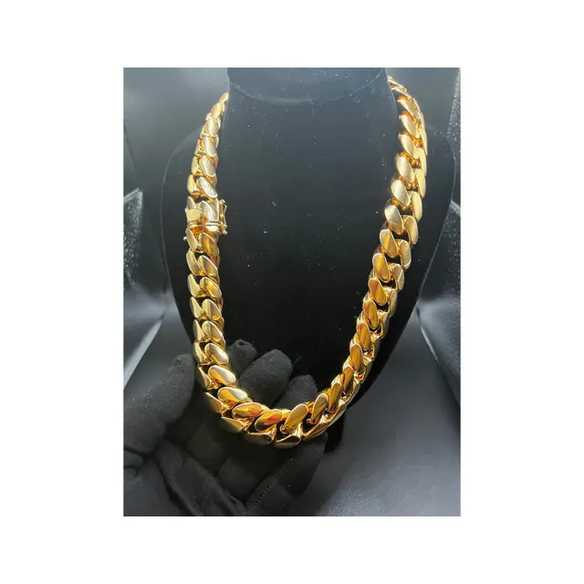 Cubaanse Schakelketting 22Mm-22 "24"-Verguld 18K Goud 500 Gram Ketting Roestvrij Staal Halve Kilo Ketting Zware Cubaanse Schakel