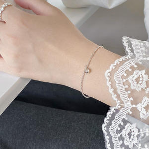 Minimalist Bead <b>Chain</b> <b>Bracelet</b> Simple Everyday Jewelry Sterling <b>Silver</b> 925 - Product Image 2