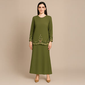 Conjunto moderno de Malasia tradicional Baju Kurung modesto musulmán Abaya poliéster transpirable de talla grande ocasión de fiesta de boda - Product Image 4