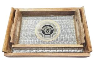 Platos de madera esmaltados impresos al mejor precio Plato de madera con estampado floral Esmaltes Plato de madera impreso Hecho EN LA India - Product Image 3