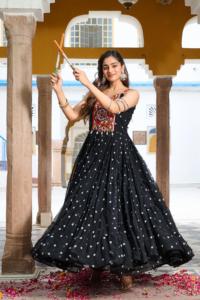 Lehenga choli georgette ดั้งเดิมชุดปาร์ตี้ผ้าฝ้ายไมโครลูกไม้ - Product Image 2