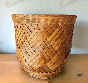 Top Selling Brown Handwoven <b>Bamboo</b> Basket, Handwoven Geometric Pattern Rattan Planter Indoor Multiutility Farmer's Basket - Product Image 2