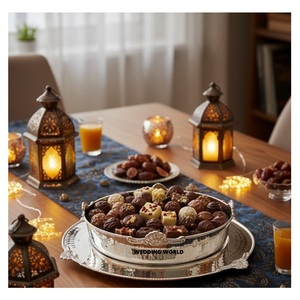 Bol à chocolat en métal plaqué nickel brillant avec assiette, décoration Ramadan, vente en gros, nouveau bol à chocolat en métal fantaisie - Product Image 1