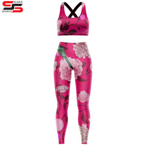 Sublimation Custom Design Women Bra Leggings Tights Active Wear 2 Pcs Women Sports Bra and Leggings Yoga Sets - Product Image 4