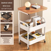 Étagère de rangement mobile en fer à 3 niveaux, chariot à collations, table d'appoint en métal, organisateur de chevet avec roulettes pour petit appartement