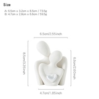 Ornement d'art en céramique fait main pour certificat de mariage, motif cœur, figure humaine abstraite, pour cadeau d'anniversaire de mariage