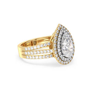 Bague de fiançailles REYES en moissanite de forme poire de 4,2 carats en or massif 14 carats, diamant de laboratoire HPHT CVD, bijoux fins - Product Image 3