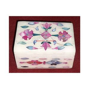 Nouvelle conception et travail artisanal attrayant en marbre blanc avec incrustation de nacre, motif floral, boîte à bijoux pour les fêtes - Product Image 1