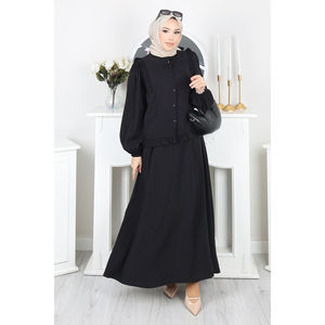 Ensemble 2 pièces noir boutonné avec détail volanté – Tailles XS/S – Haut et jupe - Product Image 4
