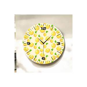 Reloj de pared de mesa de madera silencioso de 50cm con producto de regalo con estampado de limón amarillo - Product Image 3