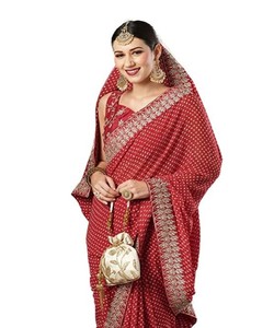 Trending Checks Floral Geometric Saree: Patrones elegantes para la ropa nupcial de mujer de hoy para su Día Especial ROPA DE LUJO - Product Image 6