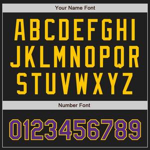 Camiseta de béisbol auténtica personalizada negra púrpura-dorada - Product Image 4