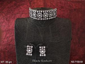 Kundan Jewellery Traditional Design Black Rhodium Polish Fancy Style Party Wear <b>Jewelry</b> Accessories Kundan Choker Necklace Se - Product Image 6