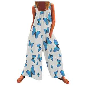 Mono de verano para mujer, suelto, sin mangas, a la moda, informal, suelto con bolsillos, mono estampado sin mangas 2025 - Product Image 6