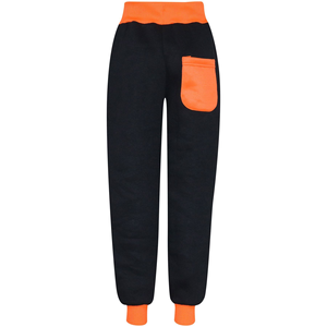 Conjunto de chándal liso para niños de invierno unisex, recién llegado, naranja, con cierre de cordón, forro polar, con capucha, parte superior inferior, traje para correr, 100% algodón - Product Image 5