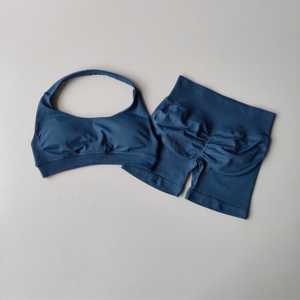 Conjunto de ropa deportiva personalizada para mujer, sujetador y pantalones cortos deportivos para gimnasio, conjunto de Yoga estirable en cuatro direcciones, conjuntos cortos de Yoga para gimnasio hechos a medida para mujer - Product Image 1