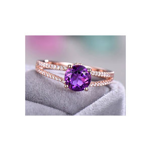 2025 últimos anillos de joyería fina de oro sólido de nuevo diseño de lujo de amatista con anillo de diamantes reales anillo de compromiso de oro de 18K para mujer - Product Image 1