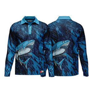 Polo de pesca por sublimación personalizado, camiseta de manga larga con estampado completo, de alta calidad LICRA/poliéster UPF 50 para uso en exteriores de talla grande - Product Image 6