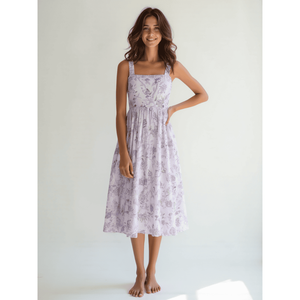 Women's XS Size Floral Cotton Midi <b>Dress</b> Strapless <b>Elastic</b> Waist Boho Style Breathable Crocheted <b>Dress</b> Cutout Decoration for Day - Product Image 1