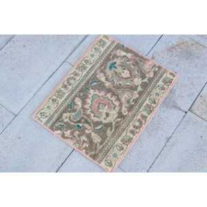1.4x1.8 ft Turkish Rug, <b>Brown</b> Plants & trees Vintage <b>Wool</b> Rug - Product Image 3