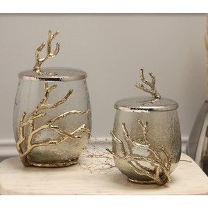 Elegante Juego de Frascos de Vidrio de Lujo con Tapa de Pluma Metálica, Decoración Moderna para el Hogar, Centro de Mesa de Tendencia, Adorno, Regalo, Urnas de Vidrio - Product Image 6