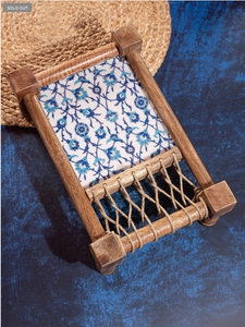 Lit en bois rustique Charpai Khaat Khatiya plateau de service plateau vaisselle servir Premium bois de mangue maison Restaurant cuisine - Product Image 5