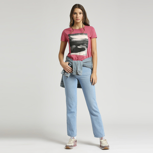 Camiseta de Verano de Algodón de Talla Grande para Mujer, con Apliques, Logotipo Personalizado, Precio al por Mayor, Cuello Redondo, Manga Corta - Product Image 5