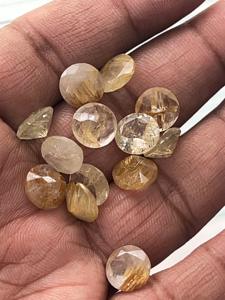 Piedra preciosa suelta de Cuarzo rutilado dorado Natural, forma redonda, piedra preciosa de efecto de luz pulida de grado AAA de 10x10mm - Product Image 6