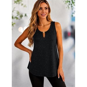 Blusa Brillante sin Mangas con Cuello Redondo para Mujer, 35985 - Negro - Product Image 2