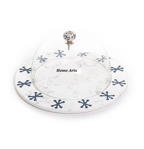 Wood And MOP <b>Cake</b> Platter With Glass <b>Dome</b> Highest Quality <b>Cake</b> Server With <b>Dome</b> For Brownies And Chocolates Use - Product Image 3