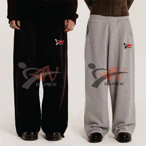 Pantalon large en molleton 100% coton pour homme, style hip-hop streetwear, logo personnalisé, taille mi-haute, élastique, ample, pantalon de survêtement pour homme - Product Image 2