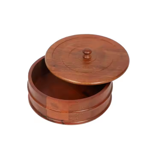 Woody Chapati Box with Mango Wooden Lid <b>Plastic</b> Casserole for Roti Dining Dabba with Lid for Roti and Mango - Product Image 2