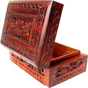 Boîte à bagues en papier recyclable Boîte à bijoux en bois avec serrure et clé d'inspiration vintage pour un rangement sécurisé BY HF CRAFTS - Product Image 4