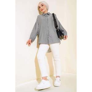 เสื้อลายแนวตั้งลำลองสีดำ - Product Image 3