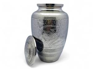 Silver Cremation Engraved Urn <b>for</b> Human <b>Ashes</b> Silver Cremation <b>for</b> Adult <b>Ashes</b> Decorative Urns Holds Upto 200lbs - Product Image 2