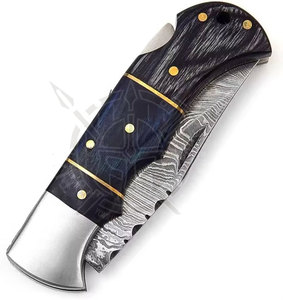 Couteau de chasse artisanal en acier Damas, fabriqué sur mesure par Steel Craft International, manche en Pakka/bois, lame droite de 130 mm, épaisseur de lame de 0,38 mm - Product Image 4