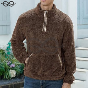 OEM Custom Pullover <b>Fleece</b> 1/4 Half Quarter Zip Oversized Jacket <b>Sherpa</b> <b>Fleece</b> <b>Hoodie</b> Embroidered Sweatshirt <b>Men</b> - Product Image 4