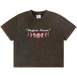 Camiseta de punto personalizada al por mayor, corte regular, unisex, estilo vintage, lisa, con lavado ácido. - Product Image 6