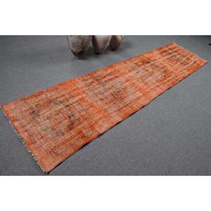 พรมวินเทจตุรกี ขนาด 2.7x9.9 ฟุต (81x303 ซม.) พรมขนสัตว์โมร็อกโกสีส้ม - Product Image 2