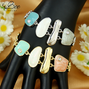 2026 Italian 14k Gold Silver Color Crystal Bracelet Europe Custom Vintage Natural Resin Handmade Chains Bracelets For Party - Product Image 5
