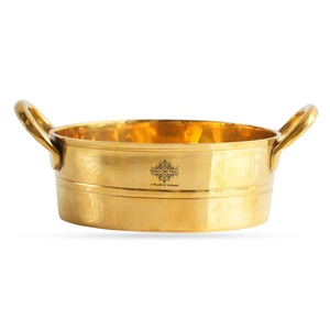 IndianArtVilla Brass Shine <b>Plain</b> Design Pot -Serveware & Coowkare for Home Hotel & Restaurant - Product Image 1