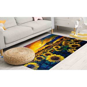 Tapis imprimé champ de tournesols : Tapis d'intérieur antidérapant, tapis doux non tissé - Product Image 2