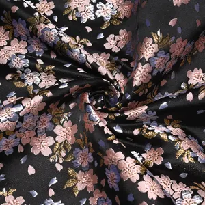 Yili Vrouwen Jurk Gouden Bekleding Stof Voor Kleding Kledingstuk Bloemen Draad Jacquard Brokaat Stof Accepteren Aangepaste Ontwerpen